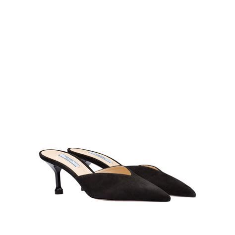 prada black suede mules|prada slippers sale.